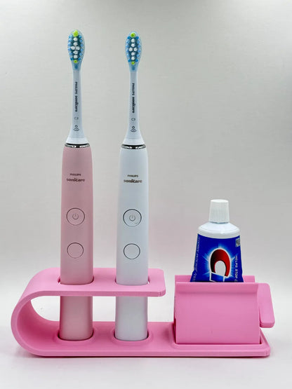 Suport pentru doua periute Philips Sonicare Roz cu dispozitiv de stoarcere a pastei de dinti